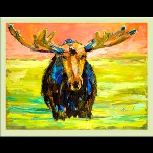 Moose Bath Oil Painting 🎨 Print by Dawn Normali